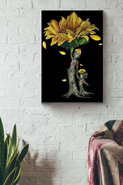 Sunflower Tree Mother And Daughter Poster Canvas Gallery Wrapped Canvas Framed Gift Idea