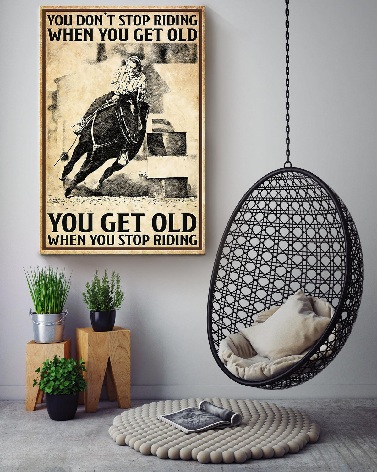 You Dont Stop Riding Running Horse Gallery Canvas Wall ArtGift For Horse Lover Horseback Rider Cowboy Cowgirl Canvas Framed Prints, Canvas