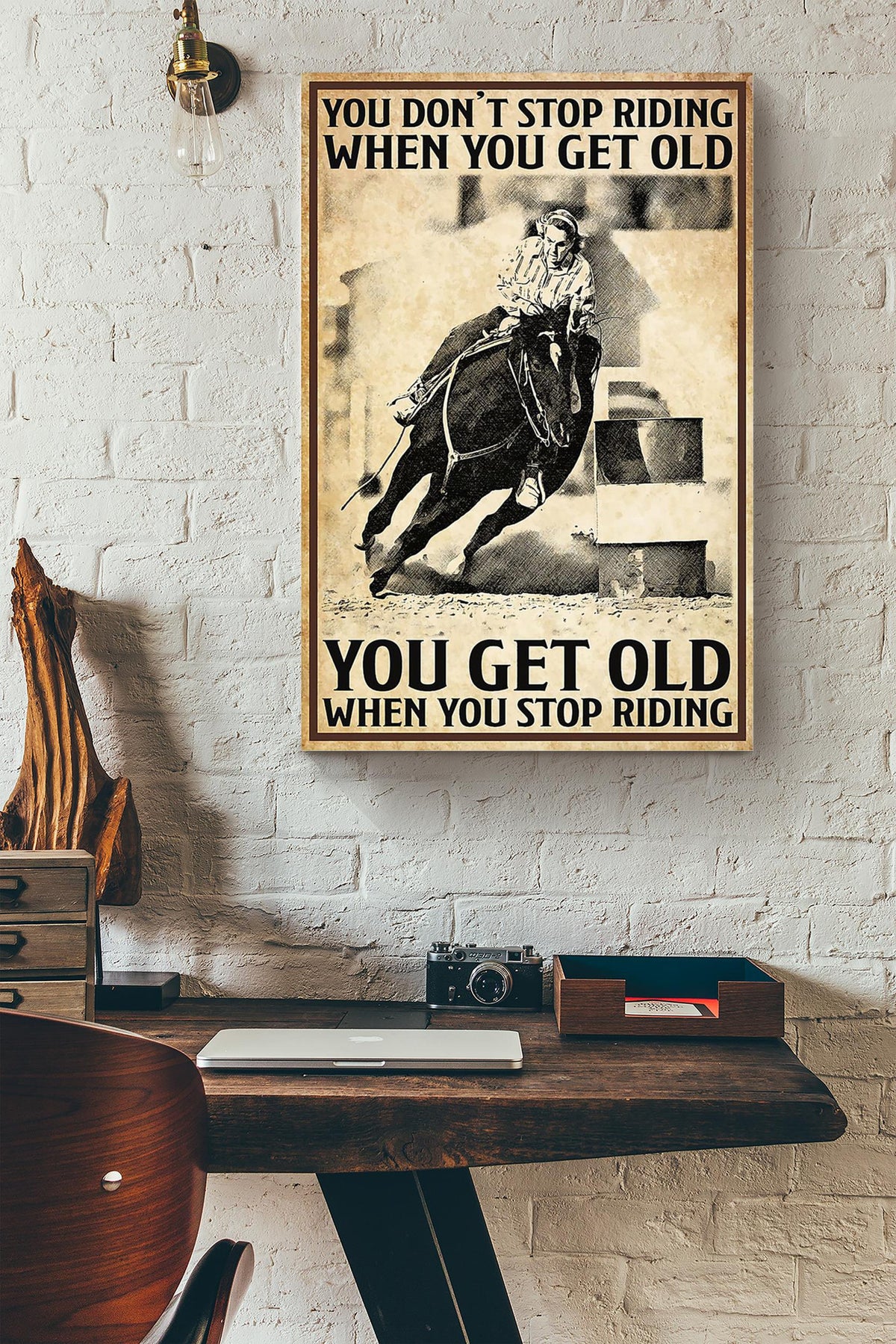 You Dont Stop Riding Running Horse Gallery Canvas Wall ArtGift For Horse Lover Horseback Rider Cowboy Cowgirl Canvas Framed Prints, Canvas