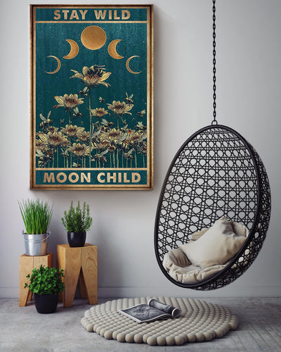 Stay Wild Moon Child Keep Calming Quote Gallery Canvas Wall ArtGift For Yoga Girl Meditation Lover 03 Canvas Framed Prints, Canvas