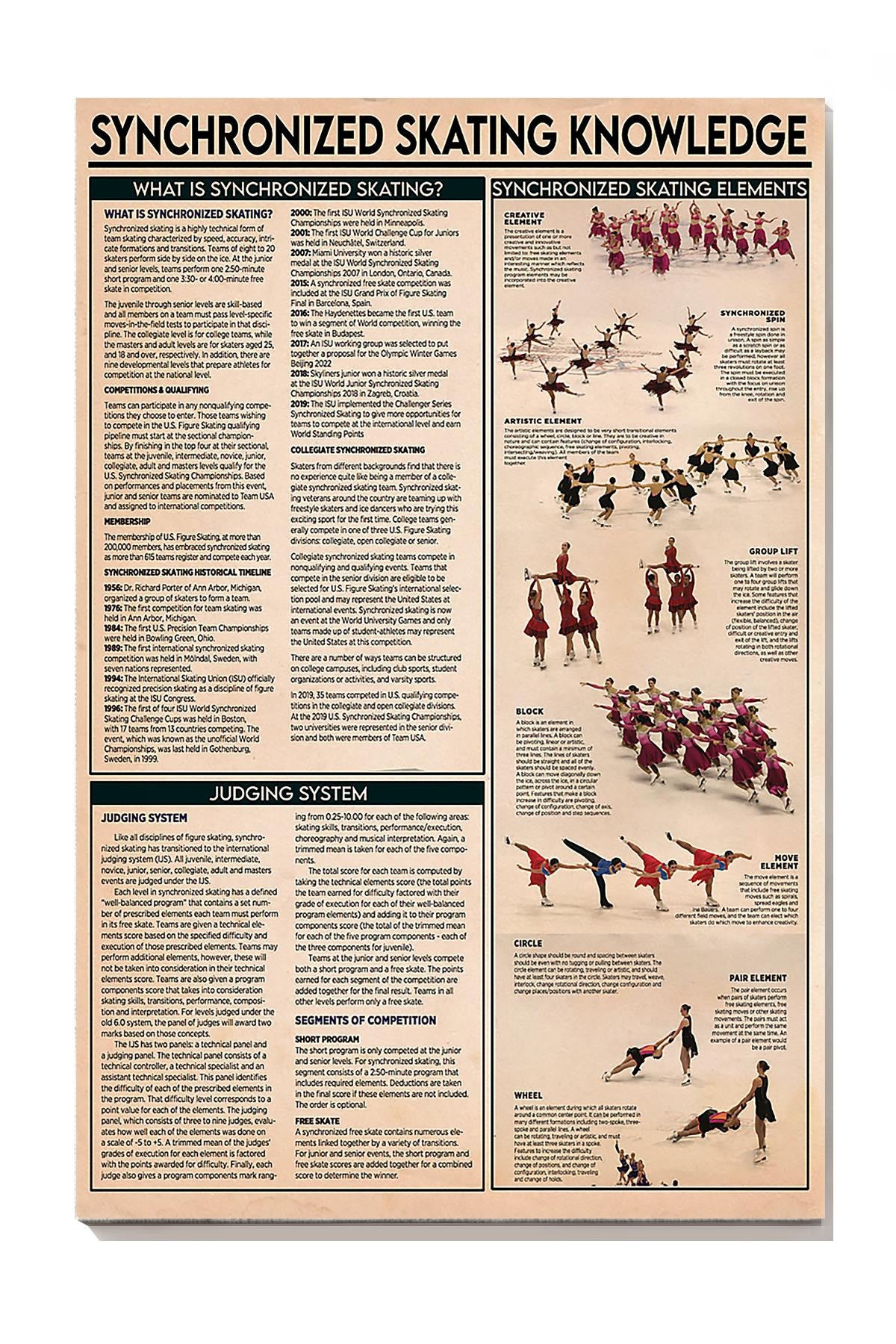 Synchronized Skating Knowledge Gallery Canvas Wall ArtGift For Synchronized Skater Skating Rink Decor Canvas Gallery Wrapped Canvas Framed Gift Idea Framed Prints, Canvas