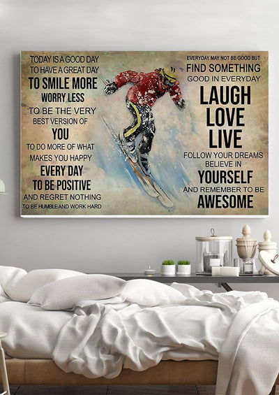 Skiing Today Is A Good Day Skiing Gallery Canvas Wall ArtGift For Explorers Skiers Framed Prints, Canvas