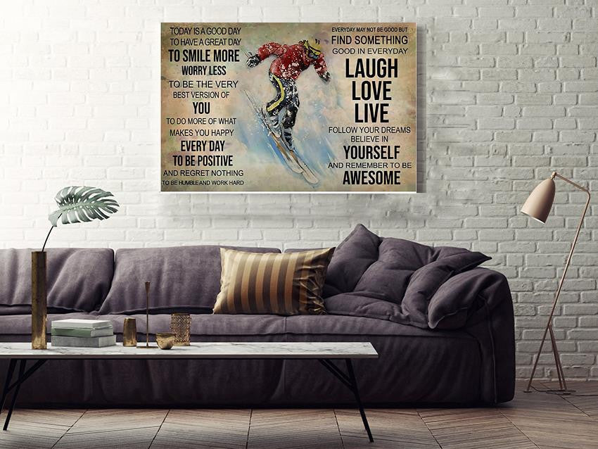 Skiing Today Is A Good Day Skiing Gallery Canvas Wall ArtGift For Explorers Skiers Framed Prints, Canvas