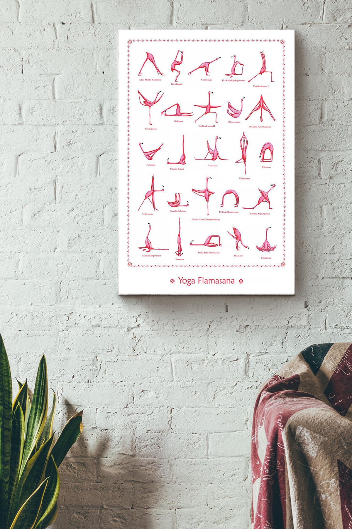 Yoga Flamasana Flamingo Doing Yoga Poster Canvas Gallery Wrapped Canvas Framed Gift Idea