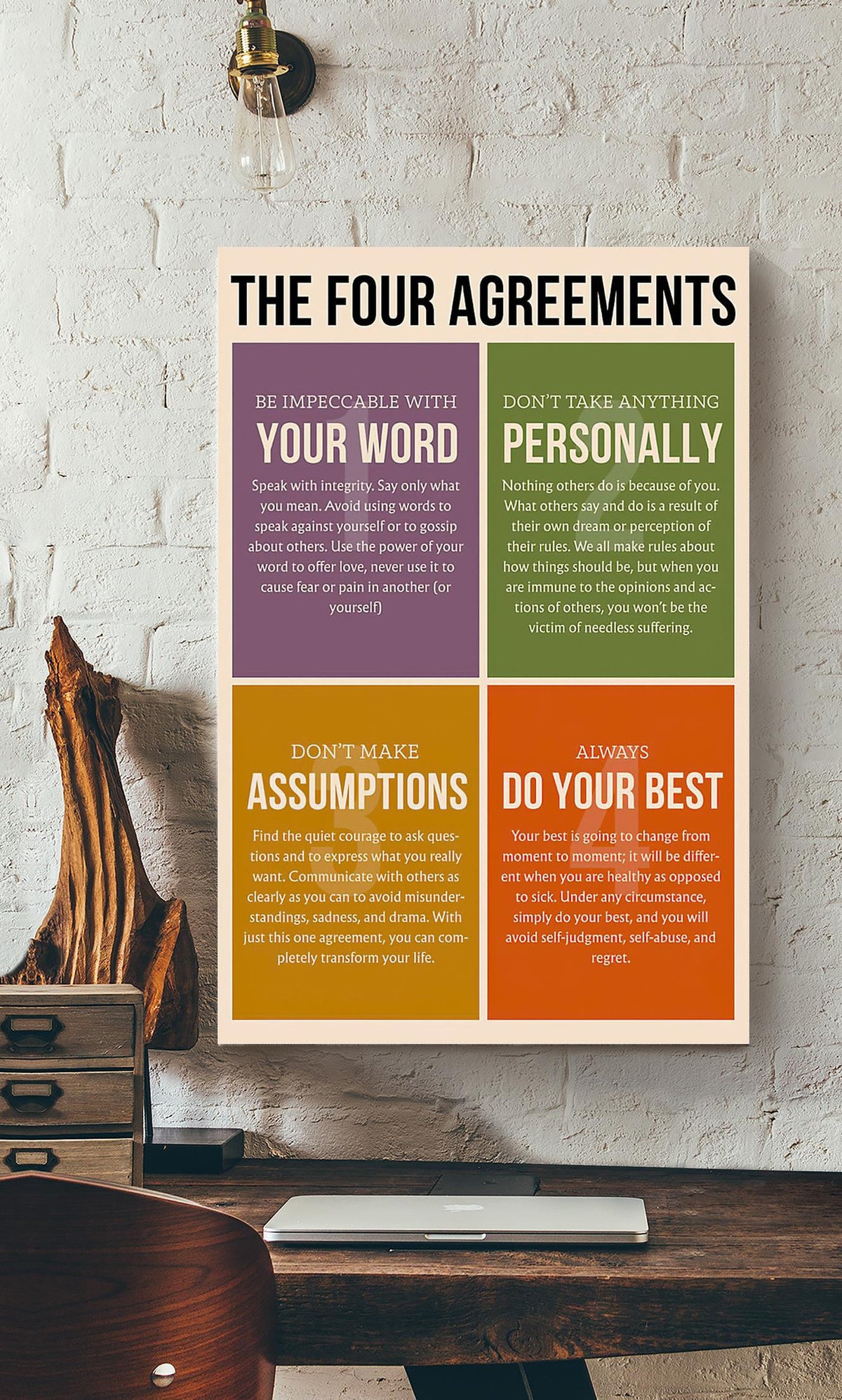 The Four Agreements Be Impeccable With Your Word Poster Canvas