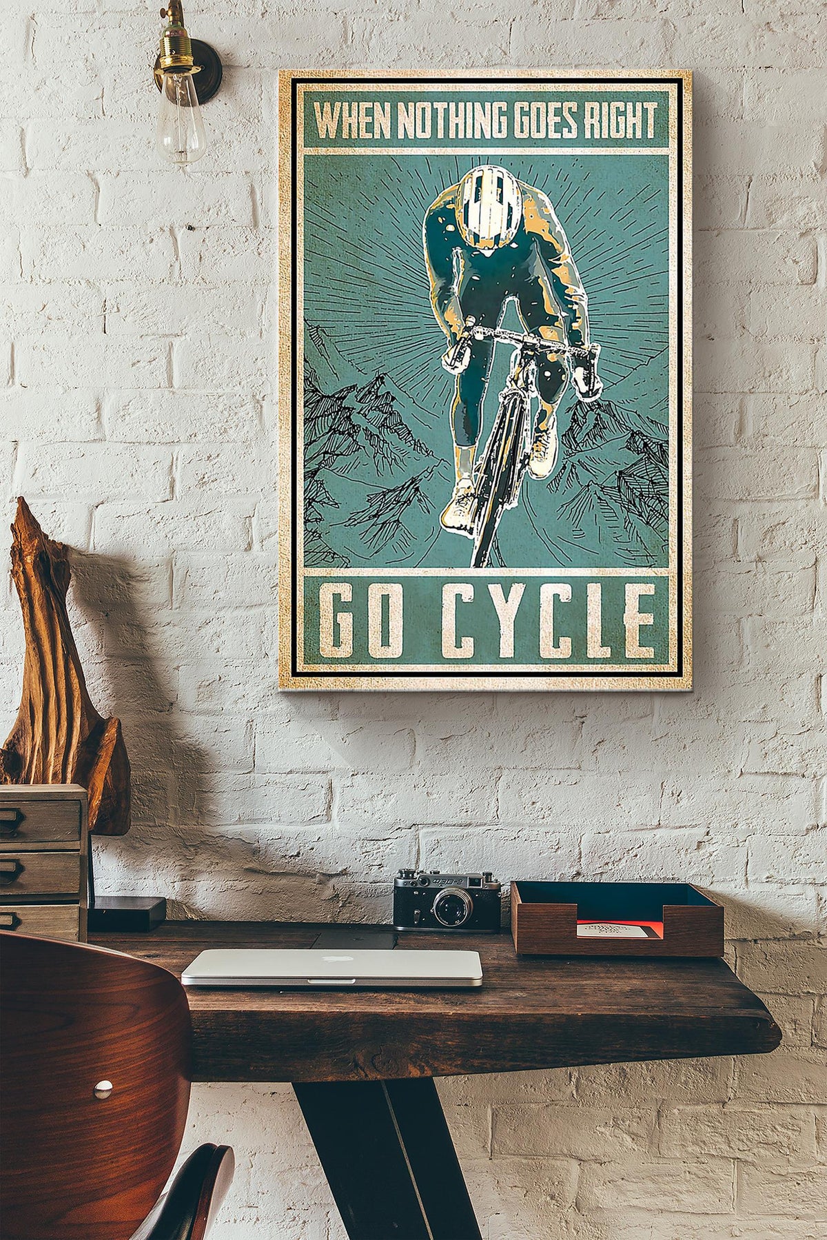 When Nothing Goes Right Go Cycle Hiking Moutain Poster Canvas Gallery Wrapped Canvas Framed Gift Idea