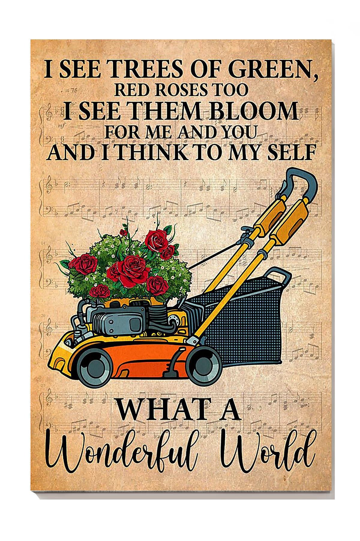 What A Wonderful World Lyrics Gardening Gallery Canvas Wall ArtFor Gardener Home Decor Canvas Gallery Wrapped Canvas Framed Gift Idea Framed Prints, Canvas