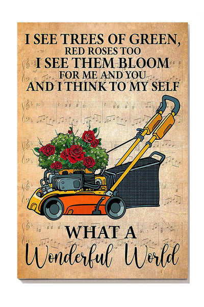What A Wonderful World Lyrics Gardening Gallery Canvas Wall ArtFor Gardener Home Decor Canvas Gallery Wrapped Canvas Framed Gift Idea Framed Prints, Canvas