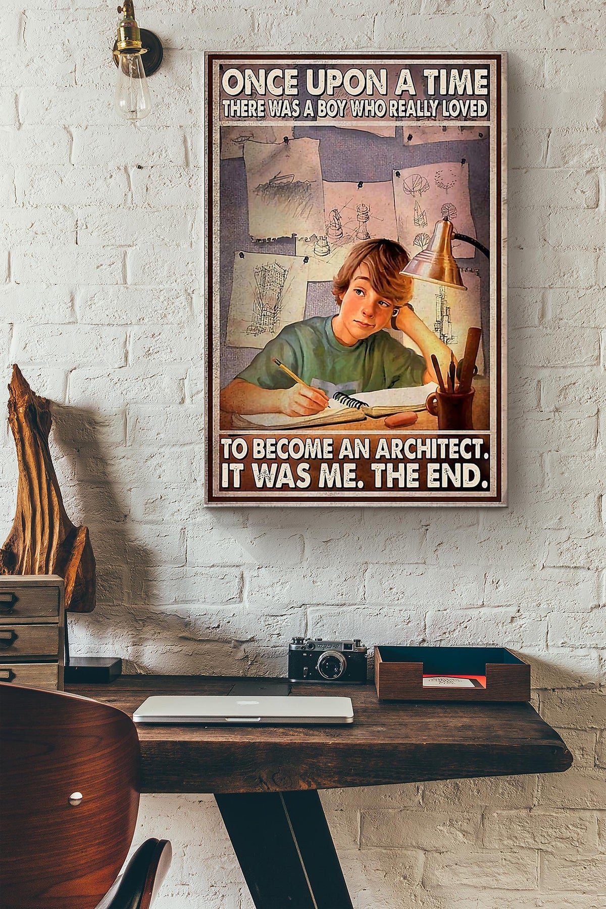 There Was A Boy Who Loved To Become An Architect Canvas Gallery Wrapped Canvas Framed Gift Idea