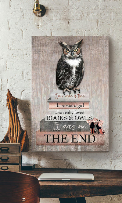There Was A Girl Who Really Loved Books And Owls Gallery Canvas Wall ArtFor Book Lover Owl Lover Bookstore Decor National Book Loves Day Canvas Gallery Wrapped Canvas Framed Gift Idea Framed Prints, Canvas
