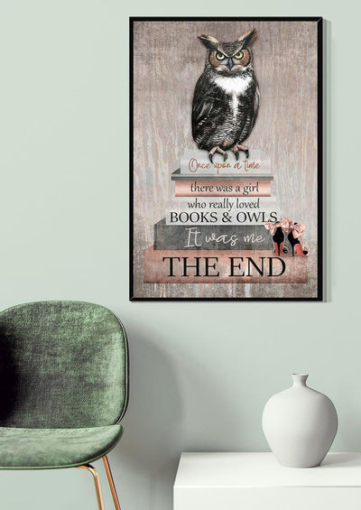 There Was A Girl Who Really Loved Books And Owls Gallery Canvas Wall ArtFor Book Lover Owl Lover Bookstore Decor National Book Loves Day Canvas Gallery Wrapped Canvas Framed Gift Idea Framed Prints, Canvas