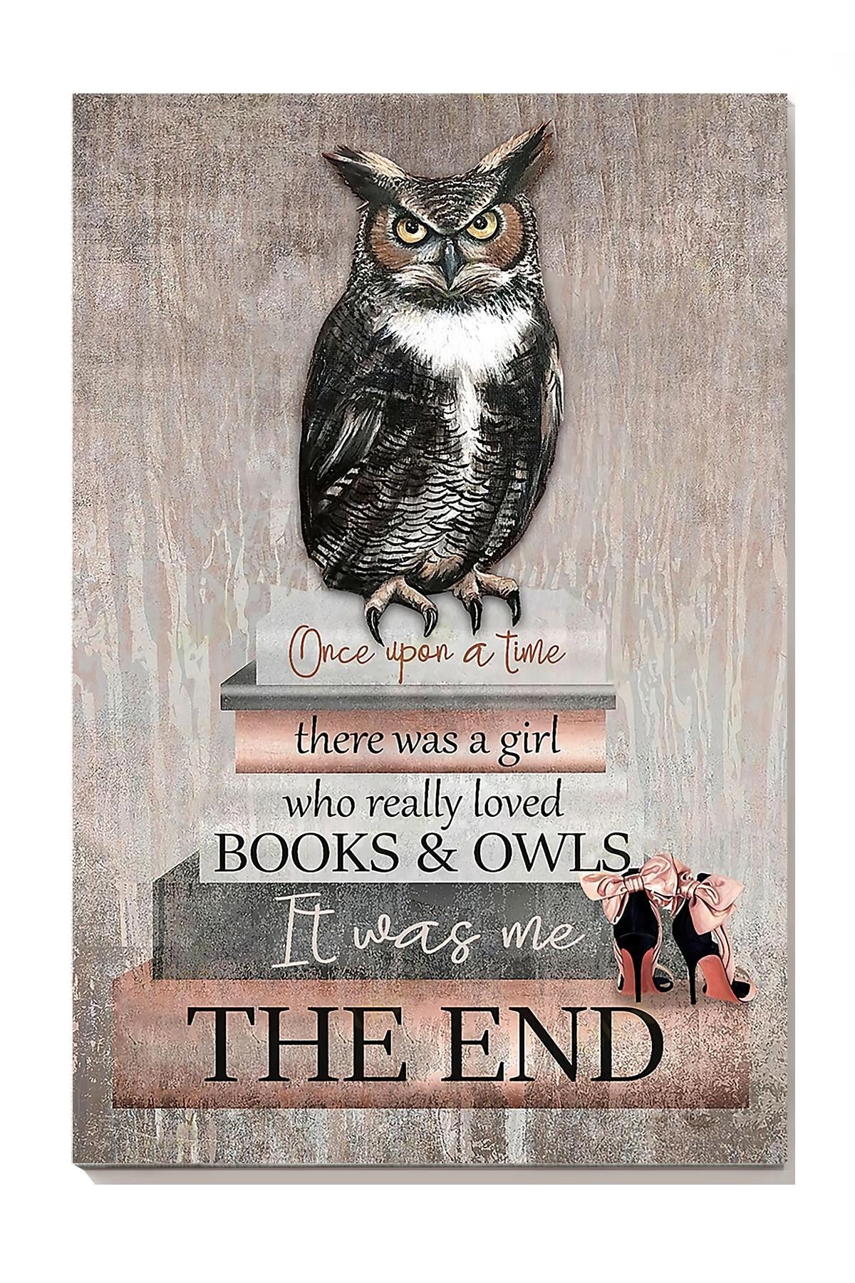 There Was A Girl Who Really Loved Books And Owls Gallery Canvas Wall ArtFor Book Lover Owl Lover Bookstore Decor National Book Loves Day Canvas Gallery Wrapped Canvas Framed Gift Idea Framed Prints, Canvas