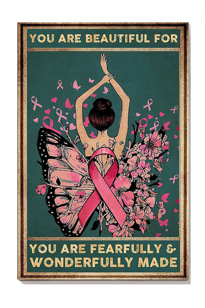 You Are Wonderfully Made Breast Cancer Awareness Gallery Canvas Wall ArtGift For Breast Cancer Patient Canvas Gallery Wrapped Canvas Framed Gift Idea Framed Prints, Canvas