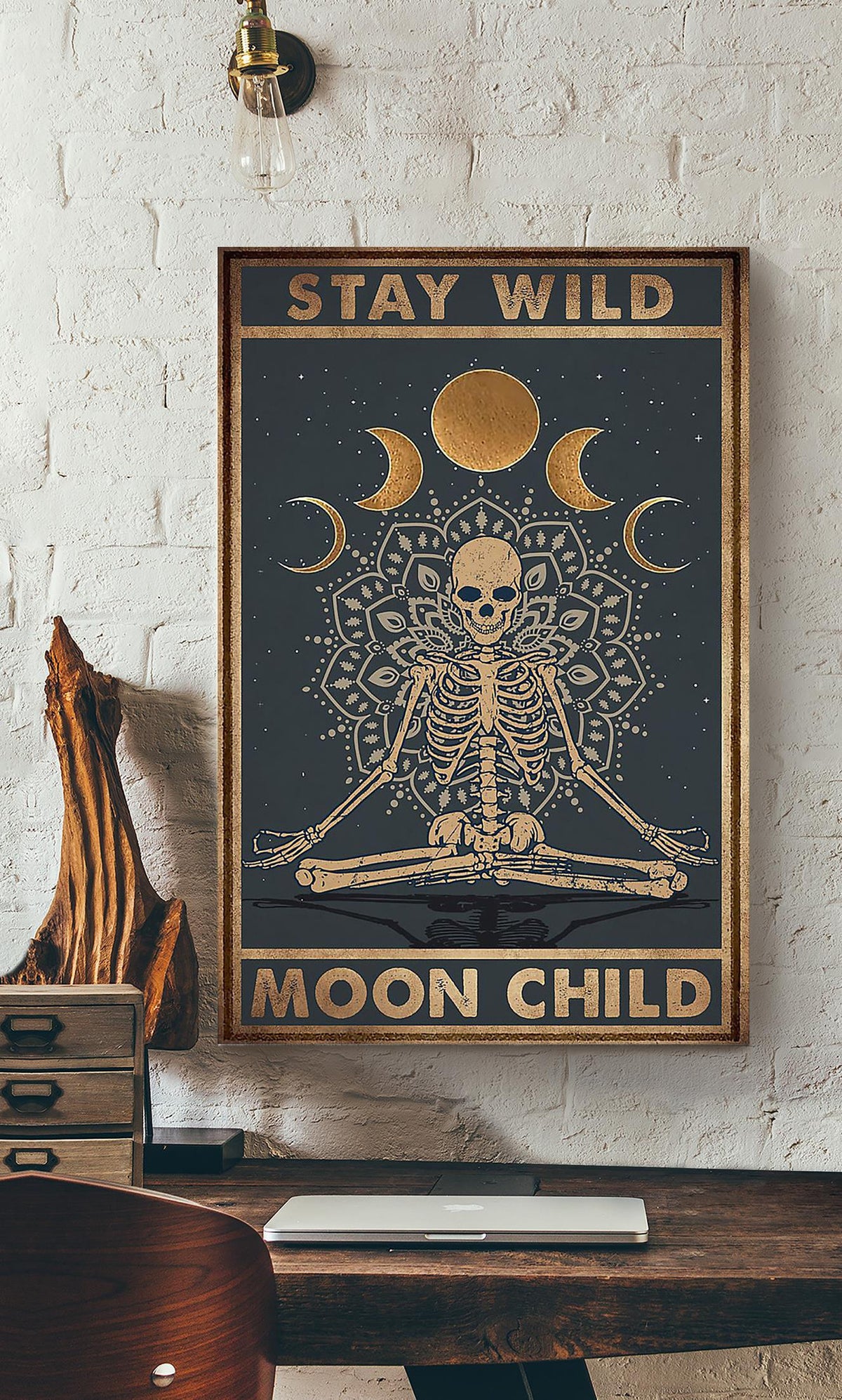 Stay Wild Moon Child Keep Calming Quote Gallery Canvas Wall ArtGift For Yoga Girl Meditation Lover 04 Canvas Framed Prints, Canvas