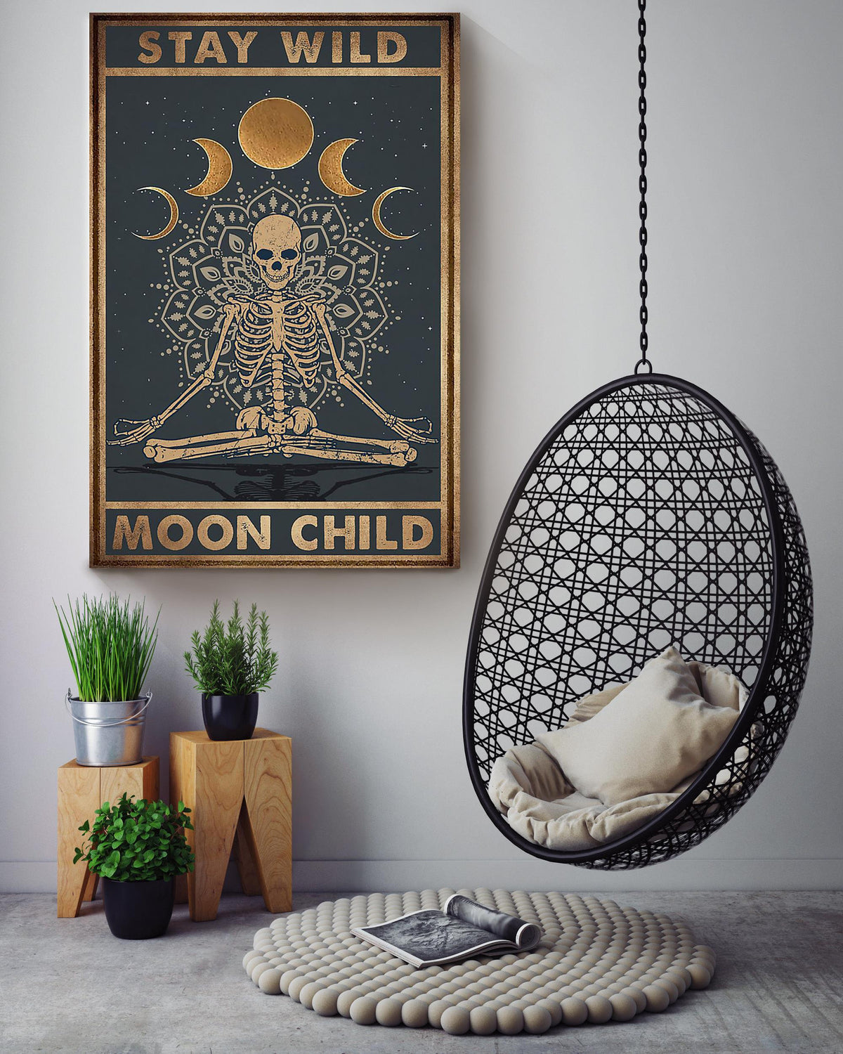 Stay Wild Moon Child Keep Calming Quote Gallery Canvas Wall ArtGift For Yoga Girl Meditation Lover 04 Canvas Framed Prints, Canvas