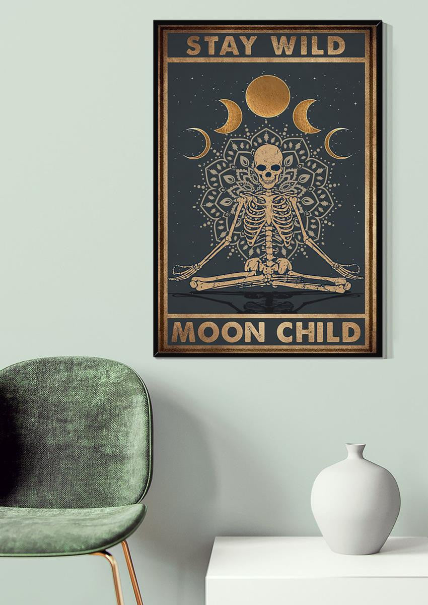 Stay Wild Moon Child Keep Calming Quote Gallery Canvas Wall ArtGift For Yoga Girl Meditation Lover 04 Canvas Framed Prints, Canvas
