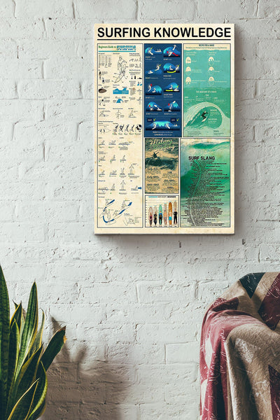 Surfing Knowledge Things You Need To Know About Surfing Poster Canvas Gallery Wrapped Canvas Framed Gift Idea