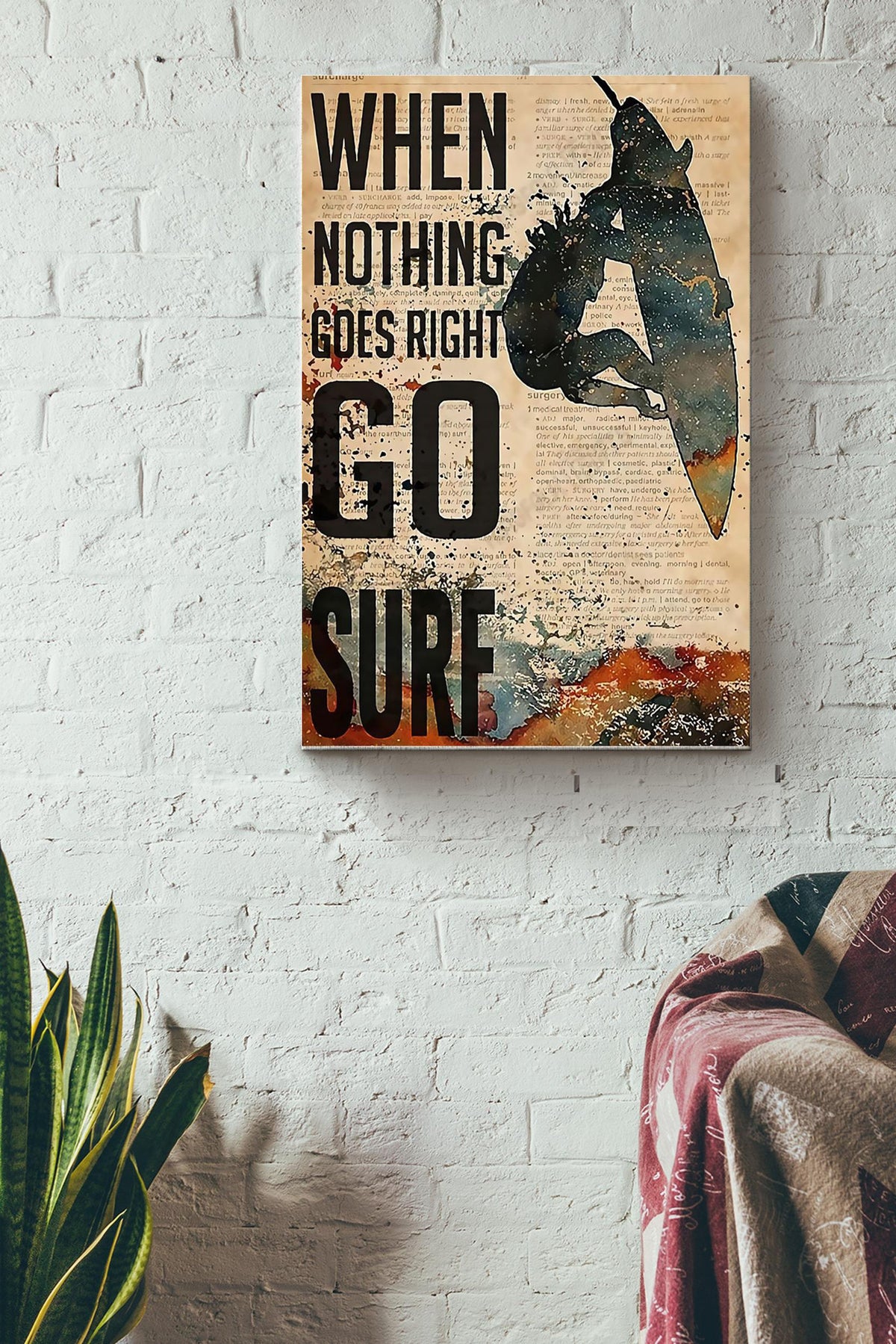 When Nothing Goes Right Go Surf Surfing Poster Canvas Gallery Wrapped Canvas Framed Gift Idea