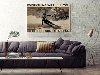 Skiing Choose Something Fun Skiing Gallery Canvas Wall ArtGift For S Kiers Explorer Framed Prints, Canvas