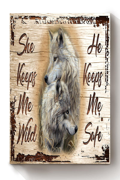 Wolf Couple Love Quote Gift For Husband And Wife In Valentine Wedding Anniversary Canvas