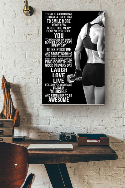 Today Is A Good Day To Have A Great Day Lifting Girl Poster Canvas Gallery Wrapped Canvas Framed Gift Idea