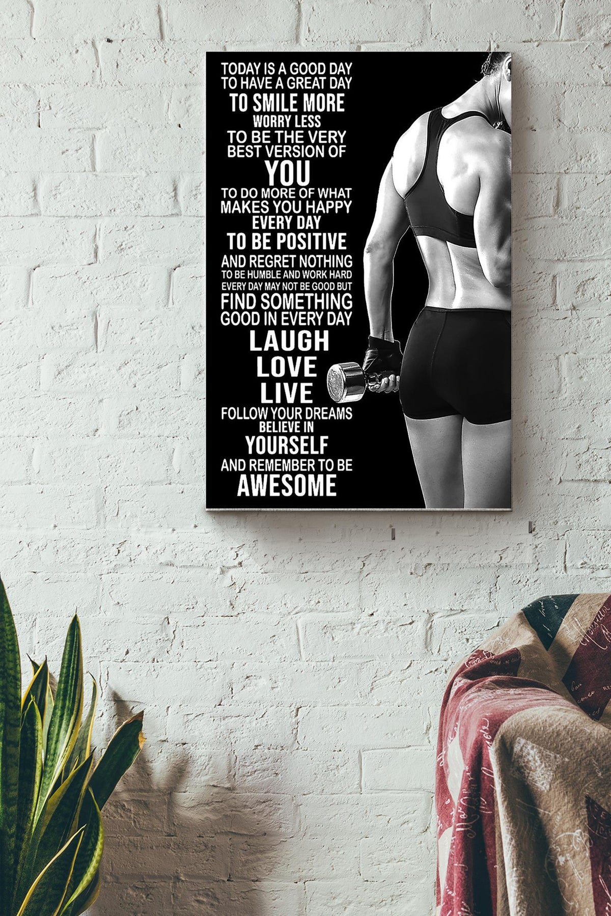 Today Is A Good Day To Have A Great Day Lifting Girl Poster Canvas Gallery Wrapped Canvas Framed Gift Idea