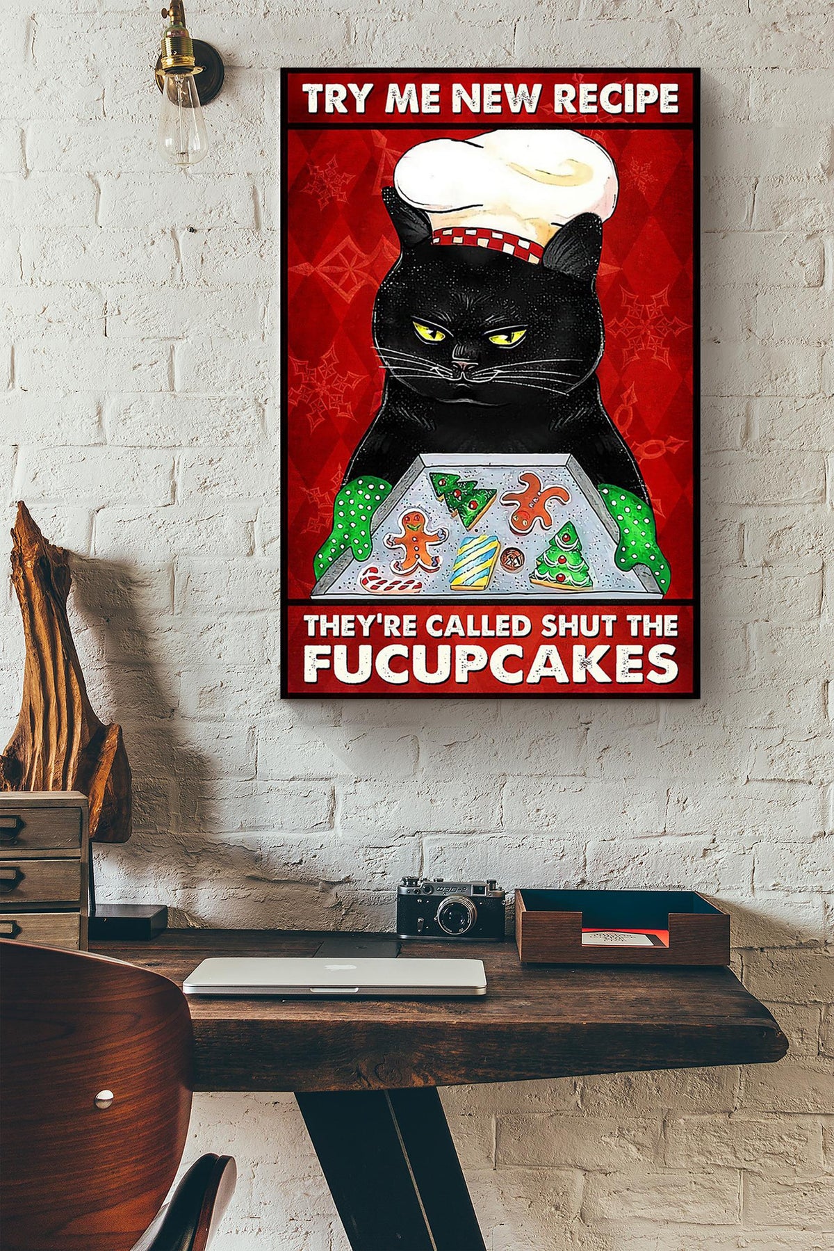 Try My New Recipe Bakery Gallery Canvas Wall ArtGift For Cake Lover Bakery Decor Canvas Framed Prints, Canvas