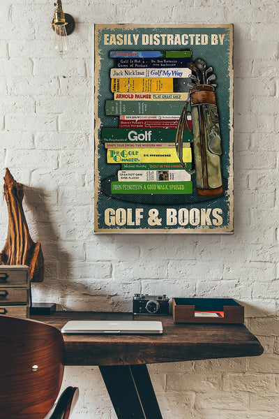 Easily Distracted By Golf And Books Wrapped Canvas