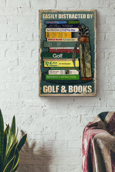 Easily Distracted By Golf And Books Wrapped Canvas