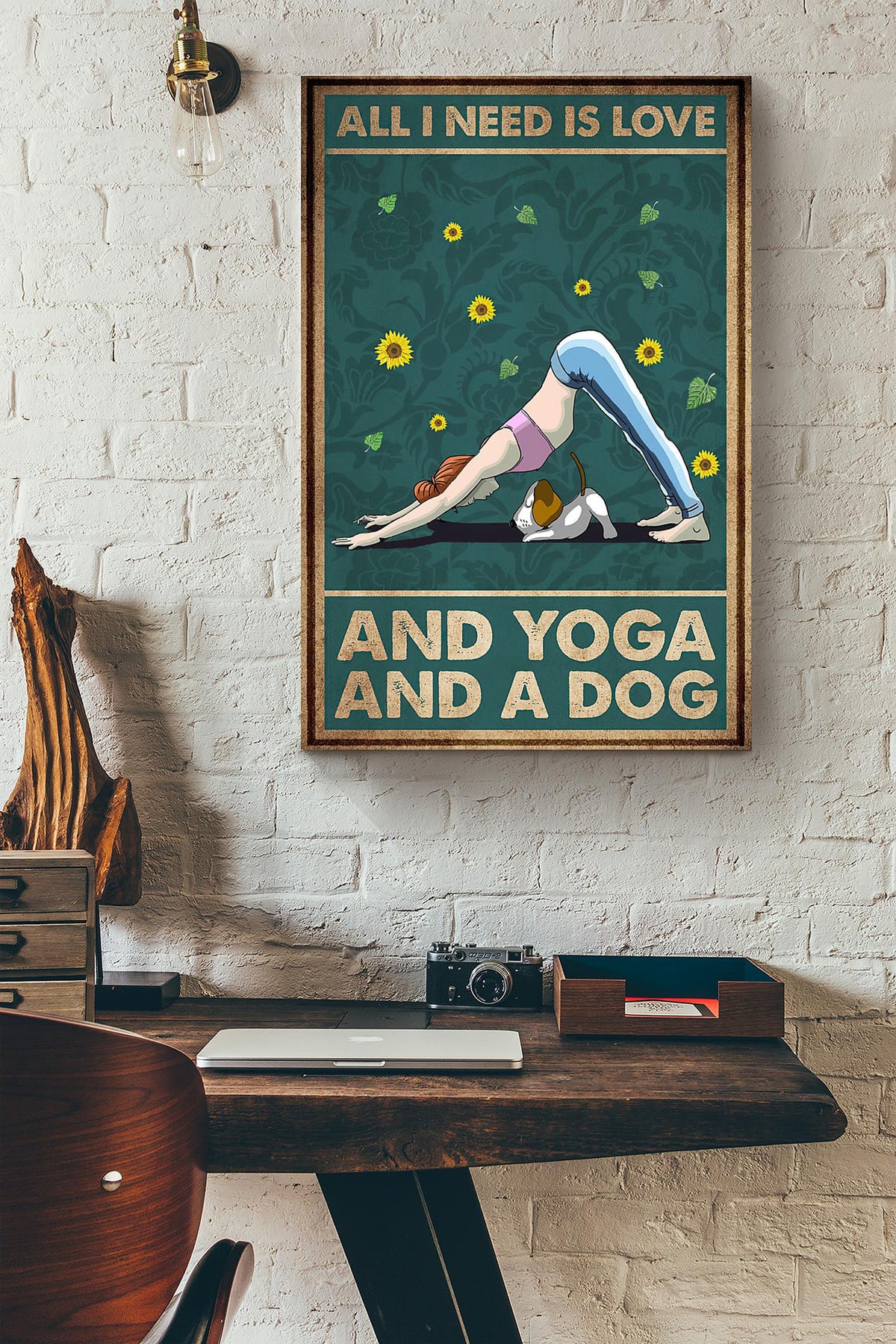 All I Need Is Love And Yoga And A Dog Canvas Ideas, Canvas Hanging Prints,  Gift Idea Framed Prints, Canvas