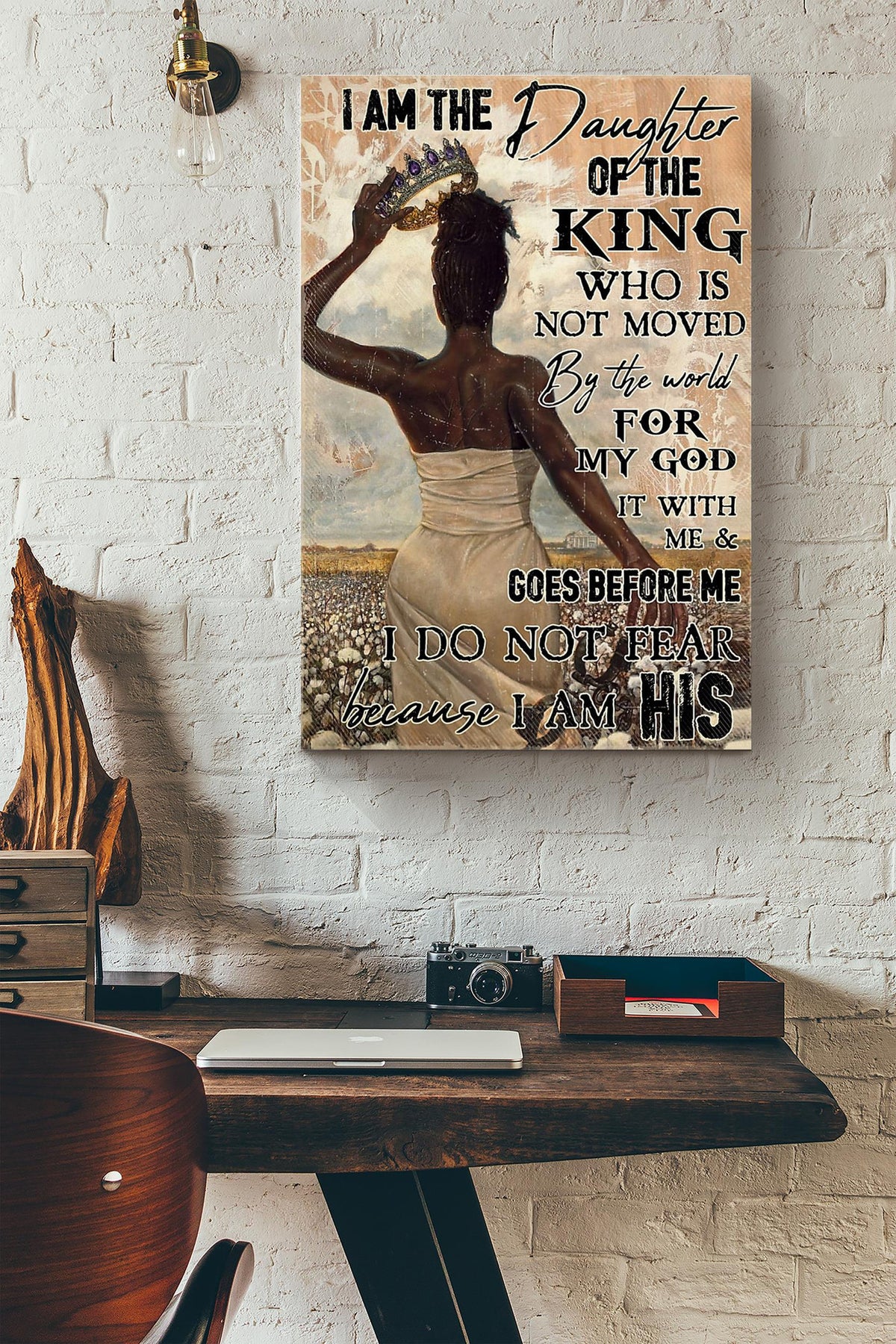 Afro Girl I Am The Daughter Of The King I Do Not Fear Because I Am His Canvas Ideas, Canvas Hanging Prints,  Gift Idea Framed Prints, Canvas