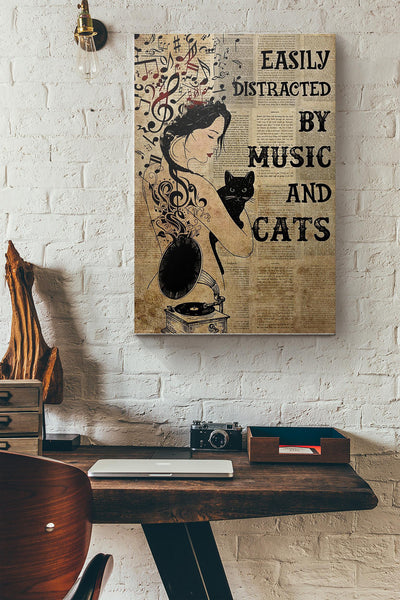 Easily Distracted By Music And Cats Canvas Ideas, Canvas Hanging Prints, Gift Idea Framed Prints, Canvas