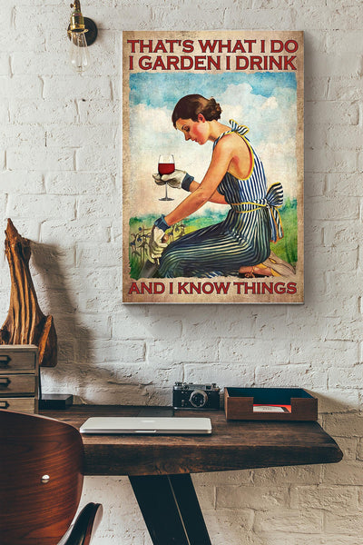 Gardening Girl And Wine Wrapped Canvas