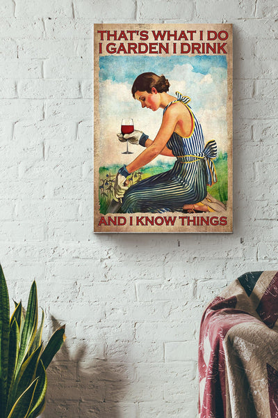 Gardening Girl And Wine Wrapped Canvas