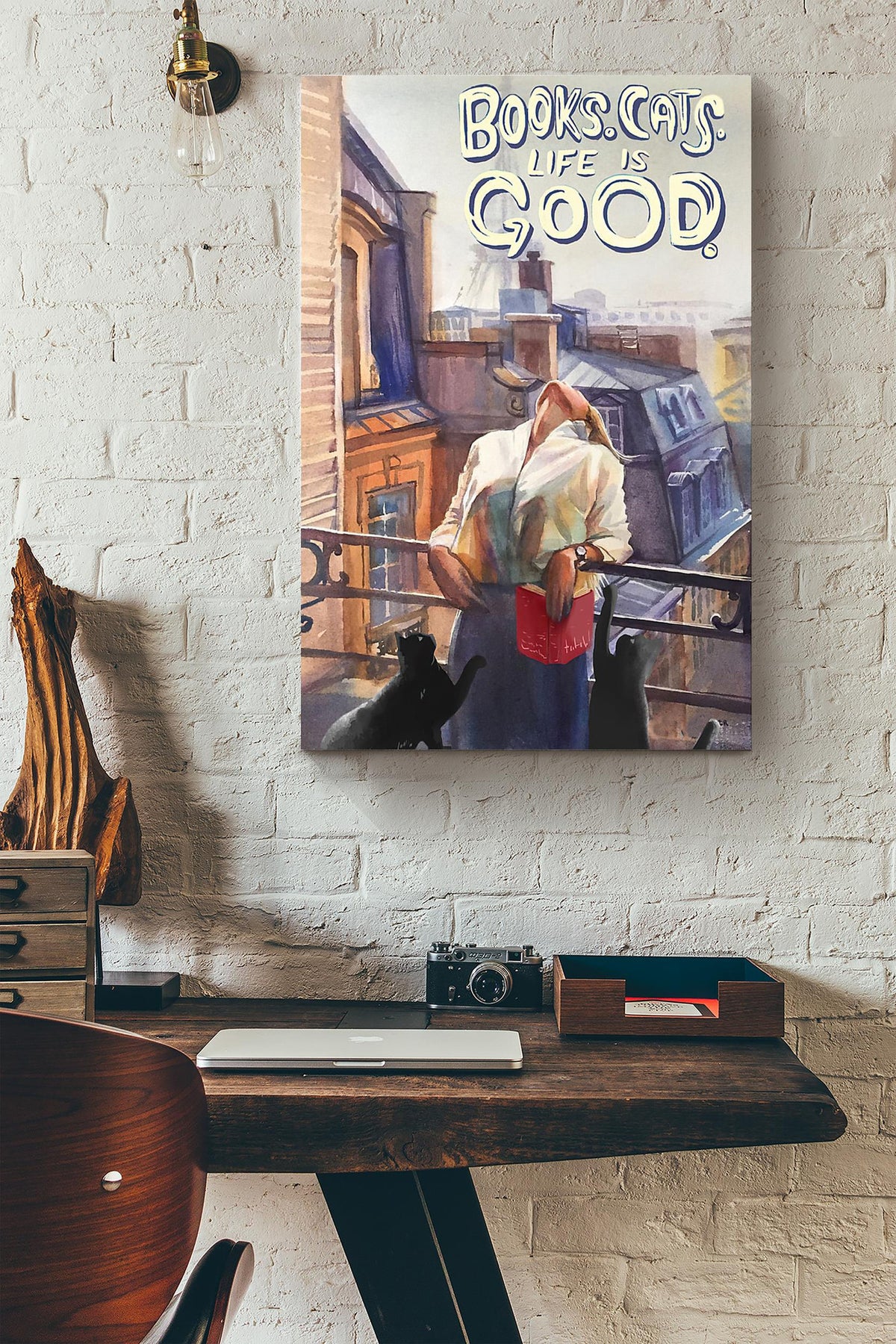 Books Cats Life Is Good Canvas Ideas, Canvas Hanging Prints,  Gift Idea Framed Prints, Canvas