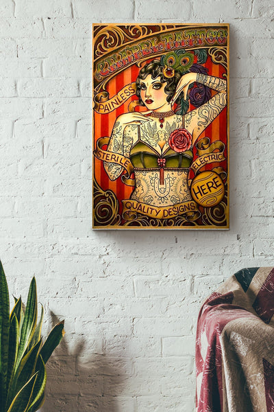 Chapel Tattoo Painless Sterile Electric Quality Designs Cool Girl With Tattoo Canvas Ideas, Canvas Hanging Prints,  Gift Idea Framed Prints, Canvas