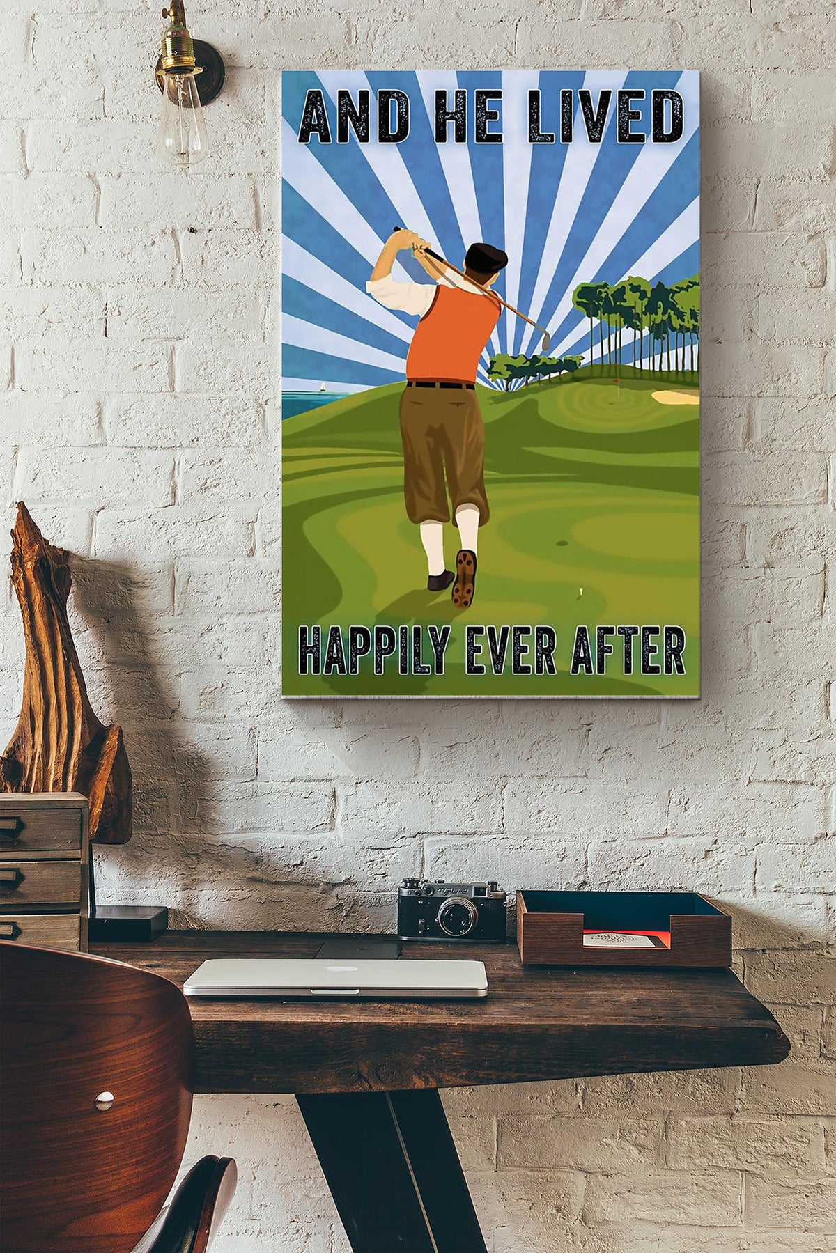 Golf He Lived Happily Wrapped Canvas