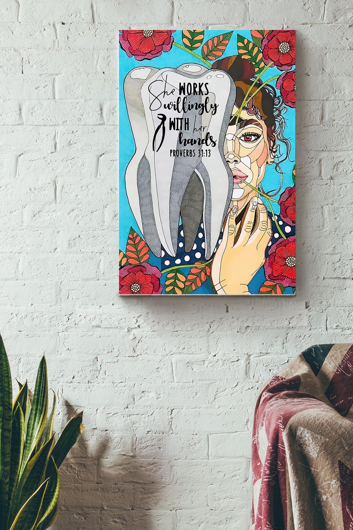 She Works Willingly With Her Hand Female Dentist Poster Canvas Gallery Wrapped Canvas Framed Gift Idea