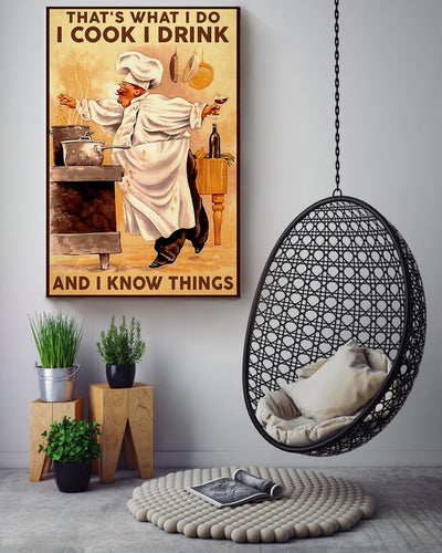 That's What I Do Cook Drink And Know Things Cooking Gallery Canvas Wall ArtGift For Chef Kitchen Decor Canvas Framed Prints, Canvas