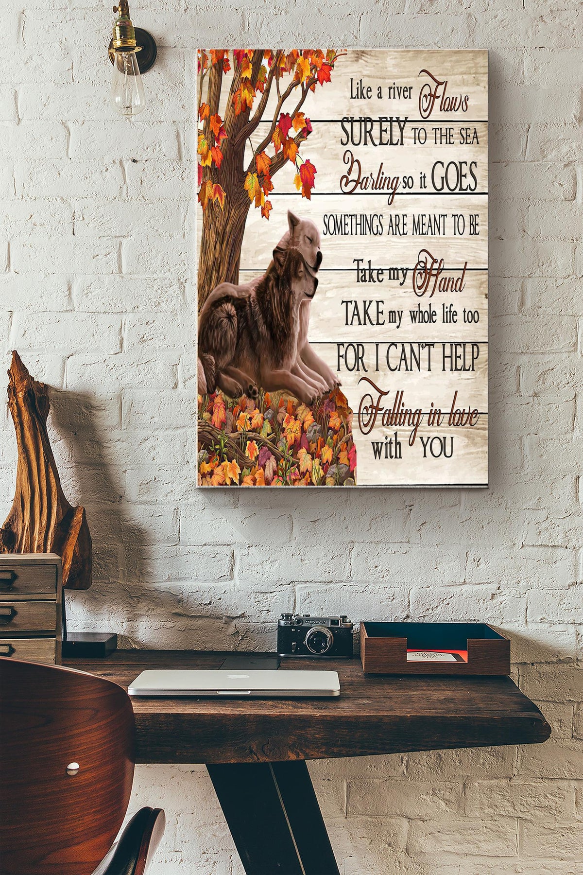 Wolf Cant Help Falling In Love With You Canvas Poster Gallery Canvas Wall ArtWallpapers Birthday Christmas Housewarming Gift Ready To Hang Home Decor Canvas Gallery Wrapped Canvas Framed Gift Idea Framed Prints, Canvas