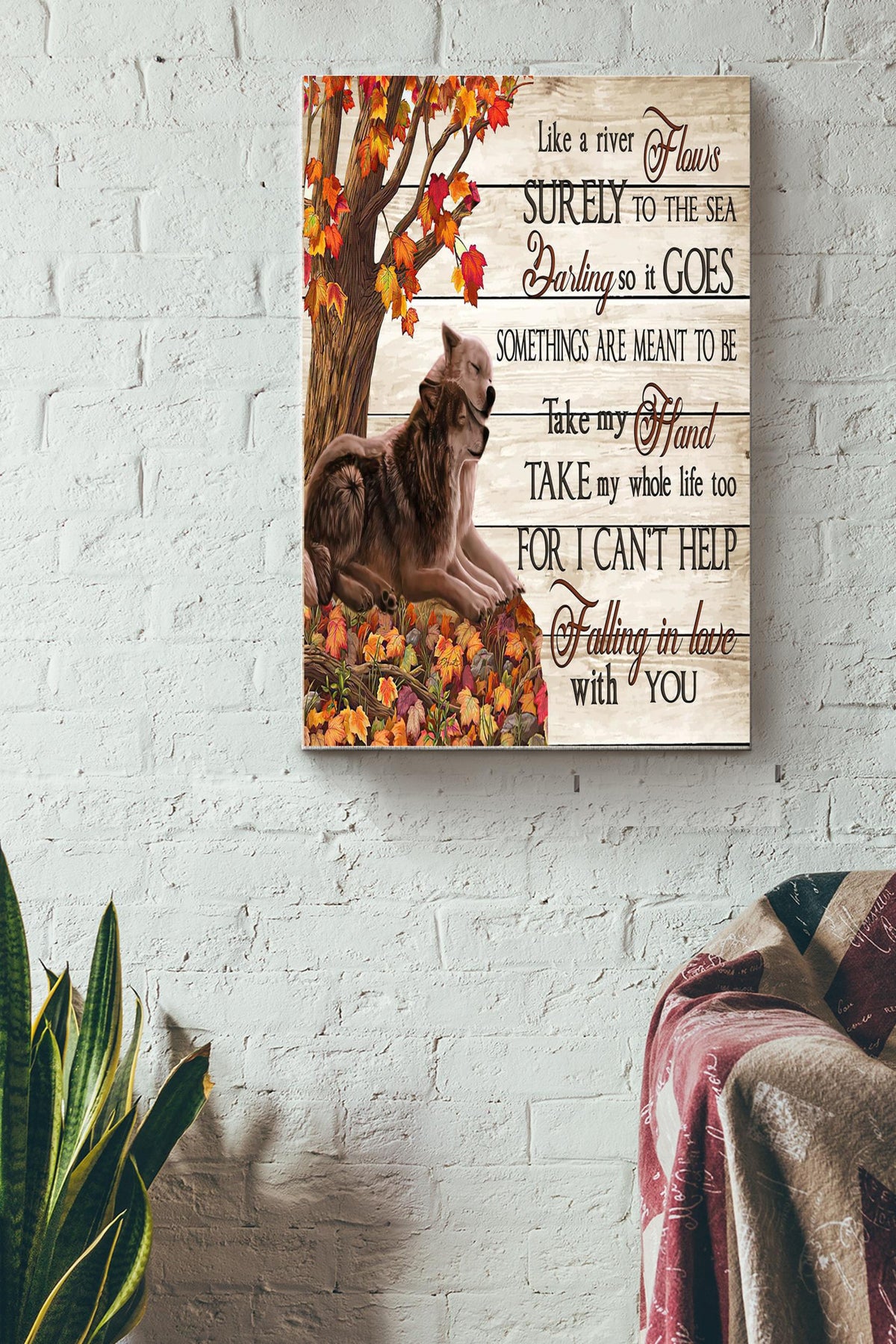 Wolf Cant Help Falling In Love With You Canvas Poster Gallery Canvas Wall ArtWallpapers Birthday Christmas Housewarming Gift Ready To Hang Home Decor Canvas Gallery Wrapped Canvas Framed Gift Idea Framed Prints, Canvas