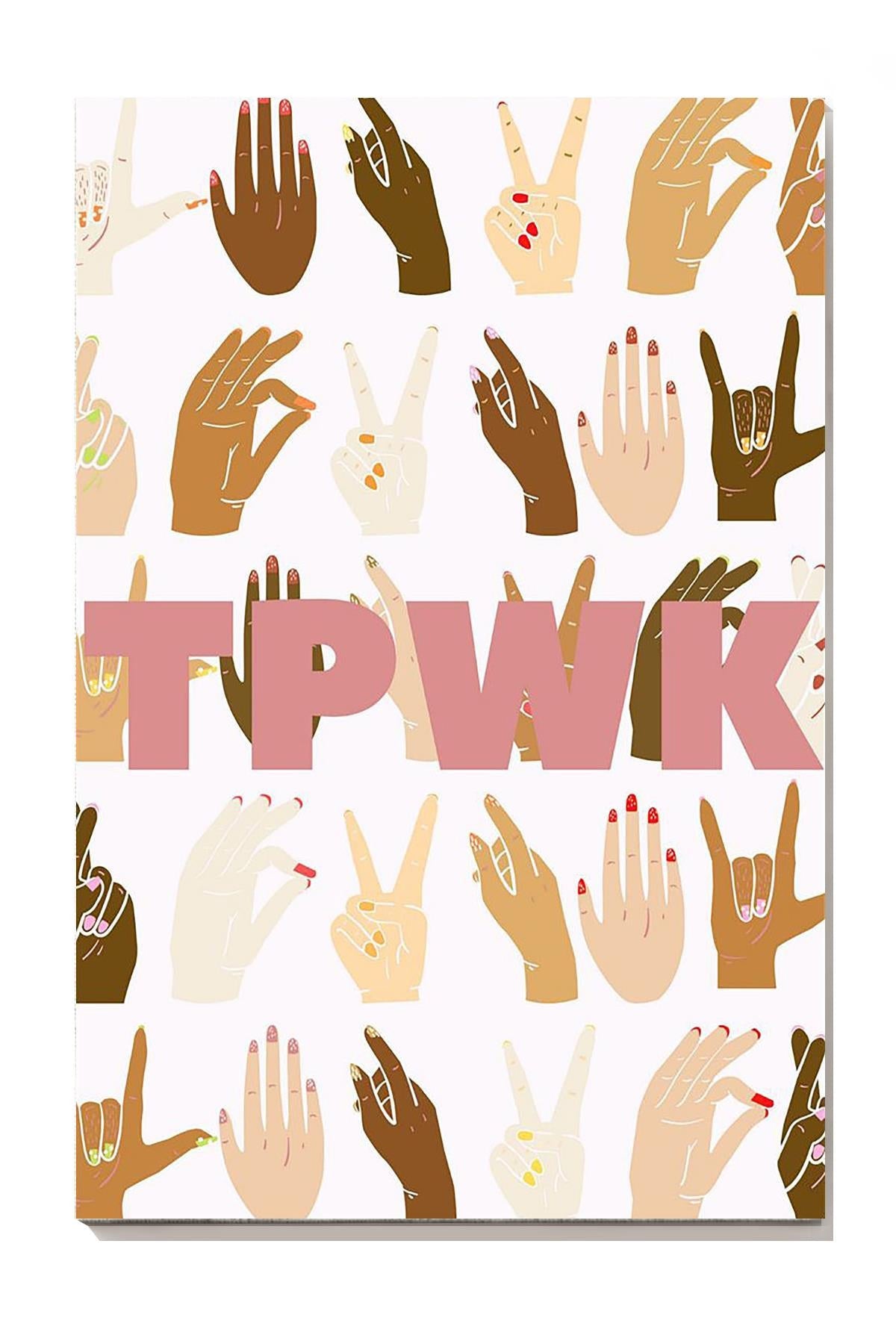 Tpwk Sign Language With Different Skin Color Equality Gallery Canvas Wall ArtFor Kids Room Classroom Decor Canvas Gallery Wrapped Canvas Framed Gift Idea Framed Prints, Canvas