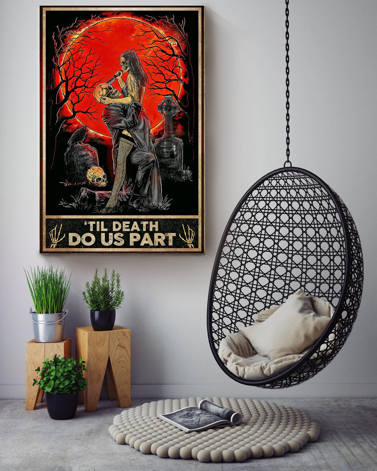 Til Death Do Us Part Salem Sanctuary Halloween Wall Decor Gift For Pumpkin Carving Ideas Halloween Decorations Canvas