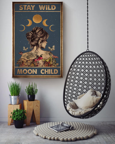 Stay Wild Moon Child Keep Calming Quote Gallery Canvas Wall ArtGift For Yoga Girl Meditation Lover 14 Canvas Framed Prints, Canvas