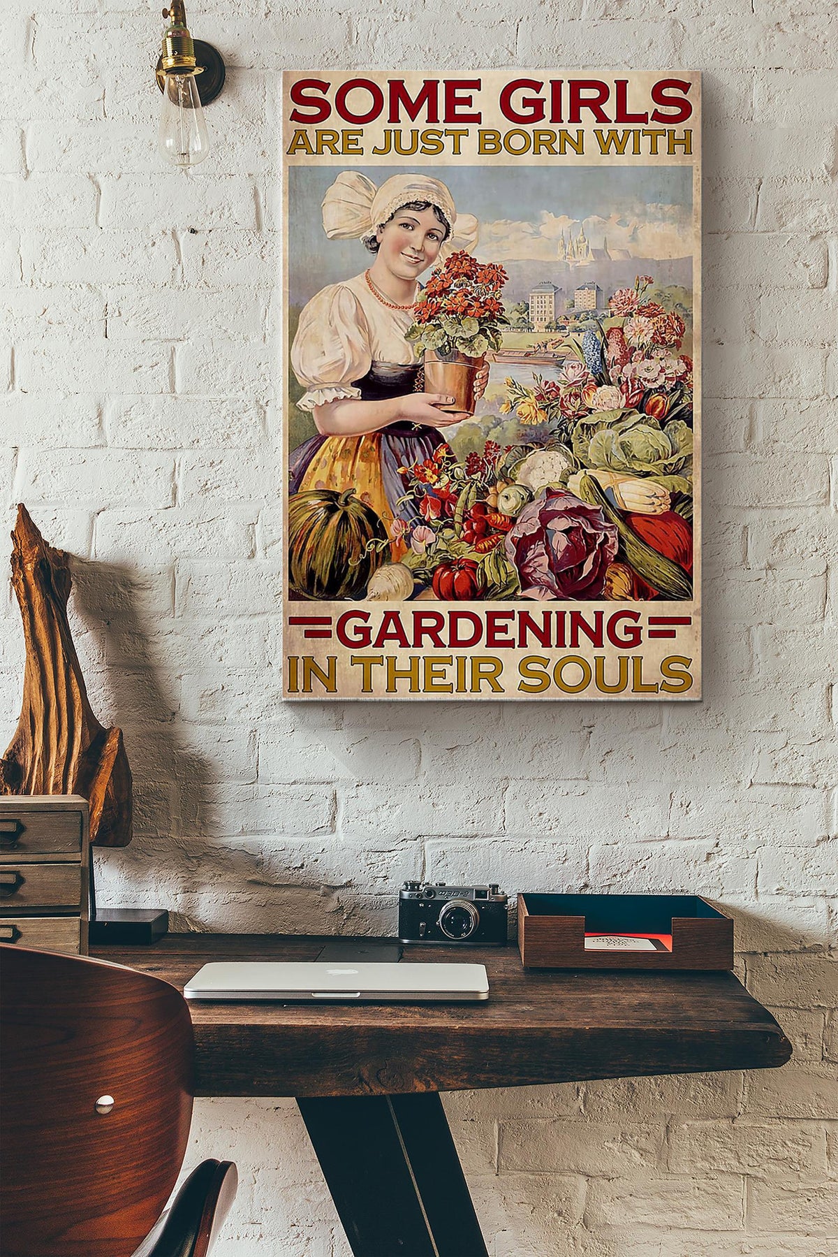 Some Girls Are Just Born With The Garden In Their Souls Gardening Flowers Poster Canvas Gallery Wrapped Canvas Framed Gift Idea