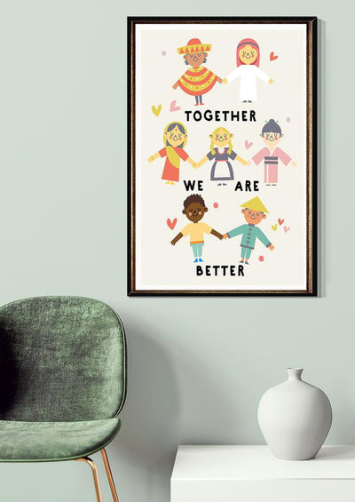 Together We Are Better Equaity Gallery Canvas Wall ArtFor Classroom Kids Room Decor Canvas Gallery Wrapped Canvas Framed Gift Idea Framed Prints, Canvas