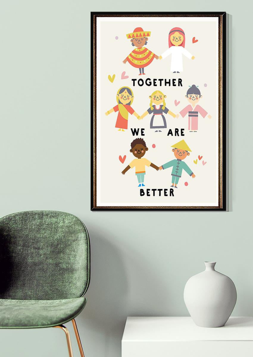 Together We Are Better Equaity Gallery Canvas Wall ArtFor Classroom Kids Room Decor Canvas Gallery Wrapped Canvas Framed Gift Idea Framed Prints, Canvas