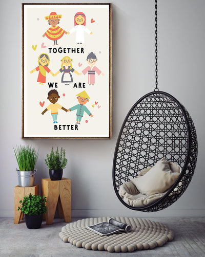Together We Are Better Equaity Gallery Canvas Wall ArtFor Classroom Kids Room Decor Canvas Gallery Wrapped Canvas Framed Gift Idea Framed Prints, Canvas