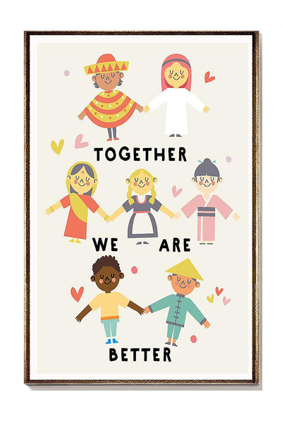 Together We Are Better Equaity Gallery Canvas Wall ArtFor Classroom Kids Room Decor Canvas Gallery Wrapped Canvas Framed Gift Idea Framed Prints, Canvas