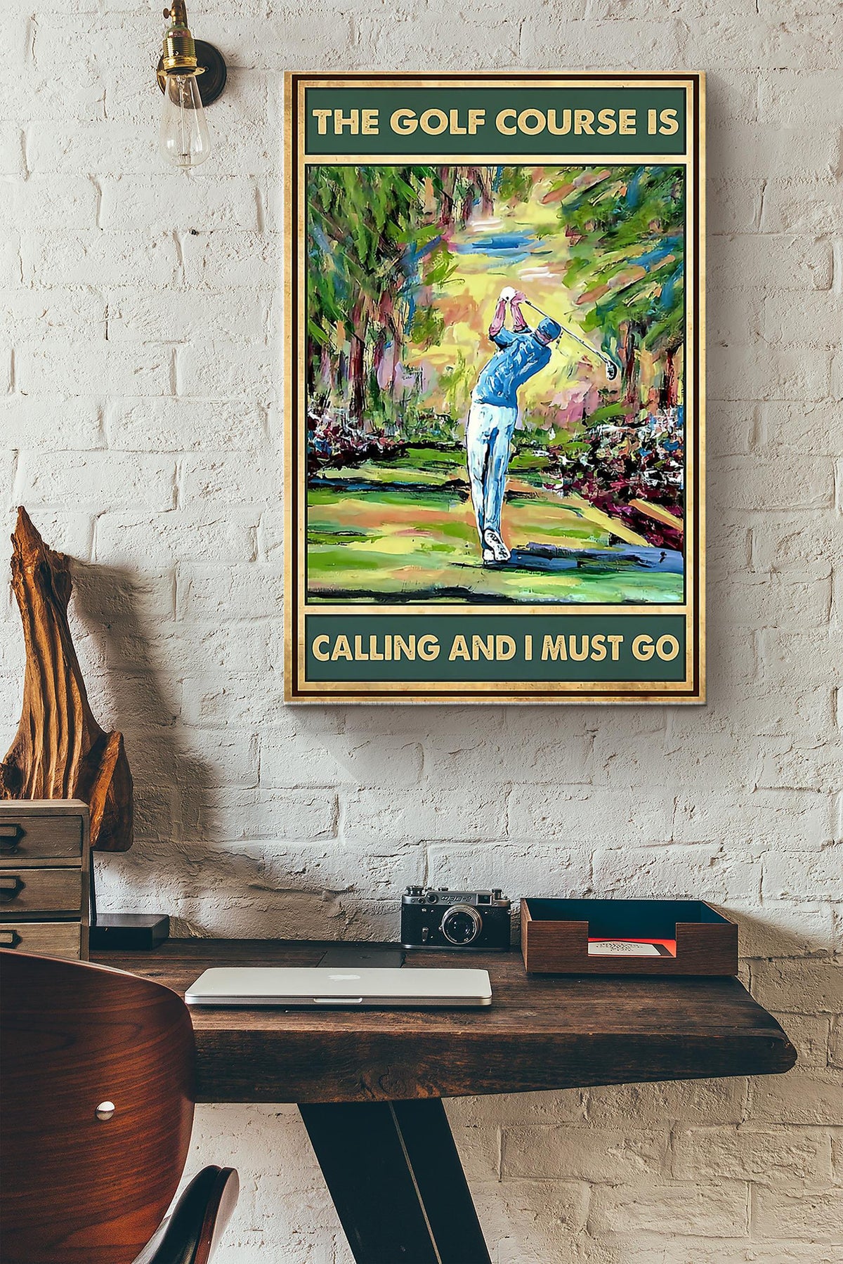 The Gofl Course Is Calling And I Must Go Poster Canvas Gallery Wrapped Canvas Framed Gift Idea
